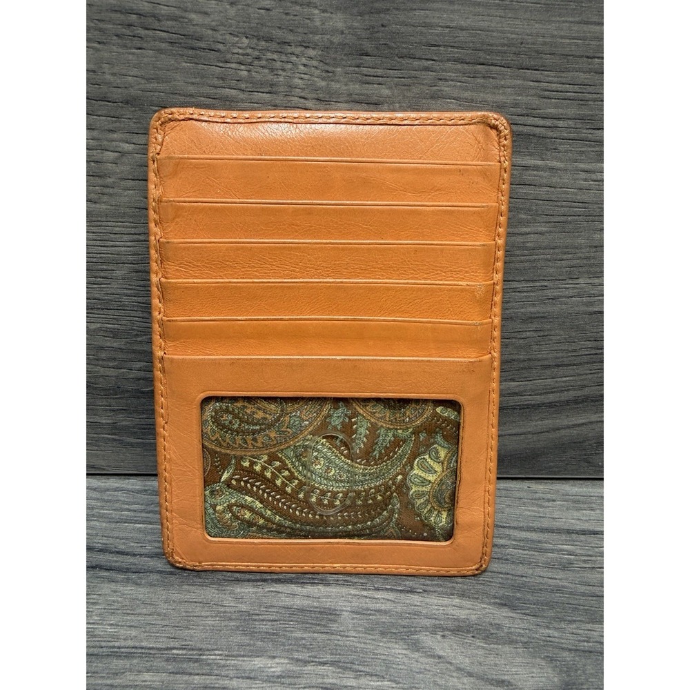 Hobo International Euro Slide Leather Card Wallet Orange Floral Travel Small